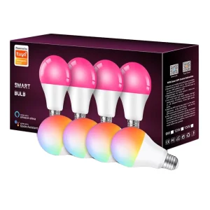 E27 AC WiFi RGB+CCT 9W 220V Dimmable Smart LED Bulb, CRI 80, 1/2/4 Pack