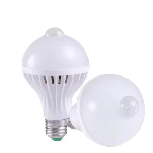 E27 B22 220V 9W LED Sound and Motion Sensor Light Bulb, Plastic Body, Radar Sensor