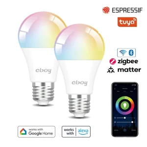 E27 B22 A60 RGBCW 9W 806LM 100-240V WiFi Dimmable Smart LED Bulb with App and Voice Control