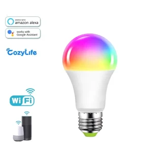 E27 B22 E26 A19 A60 9W WiFi Smart LED Bulb Phone App Remote Alexa Google Assistant Voice Control