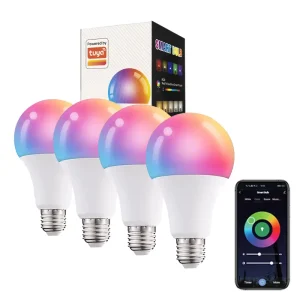 E27 B22 RGB Smart LED Bulb with App and WiFi Control, Dimmable, Multicolor
