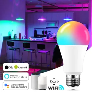E27 E26 B22 LED WiFi Smart Light Bulb RGBW with AC Power for Google Home Alexa & Echo
