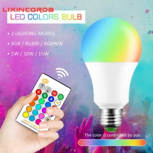 E27 LED Bulb 5W 10W 15W RGBW Color Changing 110V/220V Remote and Wall Switch Control