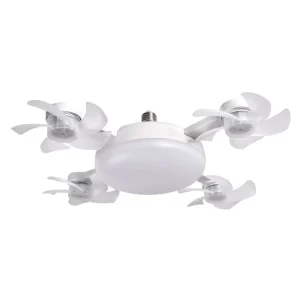 E27 LED Ceiling Fan Light, Tri-Color Dimming, Remote Control, 3 or 4 Heads, Three-Speed, Foldable ABS Blades
