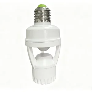 E27 PIR Motion Sensor Lamp Holder, 360°, 6m Detection, Max 60W, Adjustable Lux and Time