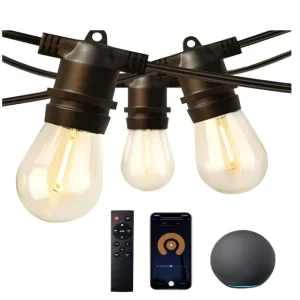 E27 S14 Solar Outdoor Camping IP65 Waterproof App-Controlled Strip Lights with Solar Panel for Christmas
