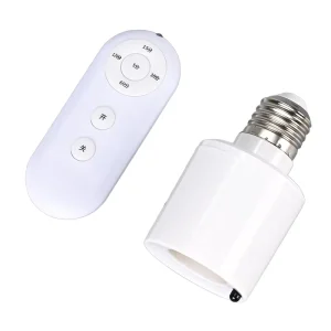E27 Screw Lamp Holder with Wireless Remote Control, Smart Timer, Adjustable Hours, AC 85-165V, Plastic, Multi-Lamp