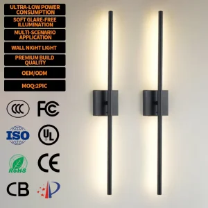 EGH Dimmable Wall Sconces With Remote Control 350 Rotate 3000K LED Wireless 6000mAh Battery Operated 8W Line Wall Lamp