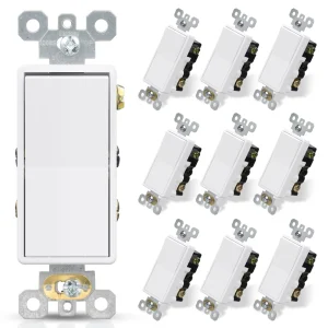 ELEGRP 4 Way 15A 120 277V Glossy White Push and Side Wire UL Listed Decorator Rocker Paddle Light Switch Electrical Wall Switch