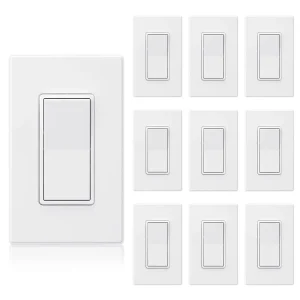 ELEGRP UL Listed American 1 Gang 120V 220V Electric Power Decora Rocker Switches Led Light Wall Switches with Panel