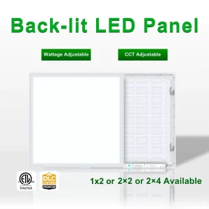 ETL DLC LED Aluminum Office Panel Light, Recessed Back-Lit, Isolated Driver, CCT and Power Switchable