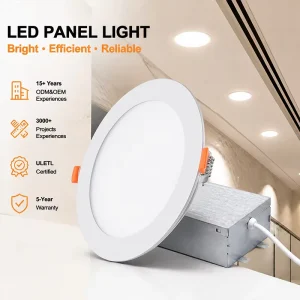 ETL Listed 4 6 8 Inch Round Ultra Slim LED Panel Light Recessed Ceiling Downlight with Junction Box Indoor Commercial Lighting