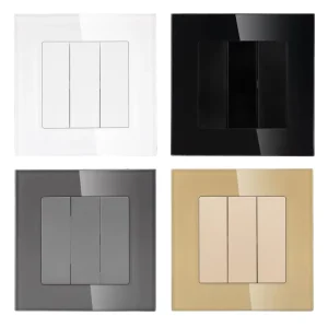 EU Aluminum Panel Home Lighting Control 3 Gang 1 Way Push Button Touch Wall Light Switch CE