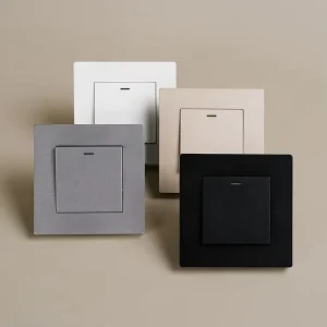EU Black Gold Grey White 1 Gang 1 Way Wall Switch Lighting Control One Rocker Intermediate Light Switch with LED