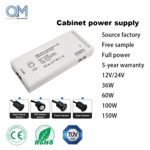 EU Plug LED Driver 12V 24V Ultra Slim Power Supply for Furniture Cabinet Lighting