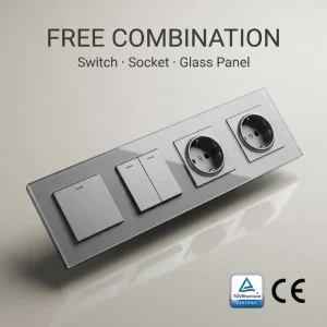 EU Standard 2 Gang 1-Way Wall Switch with Light Indicator 220V 10A Electrical Socket CE RoHS EMC