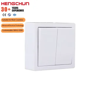 EU Standard 2 Gang 2 Way Surface-Mounted Light Switch ABS PC Wall Switch for Home and Office