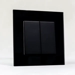 EU Standard Glass Plate 250V 10A 2 Gang Push Button Wall Light Switch and Socket