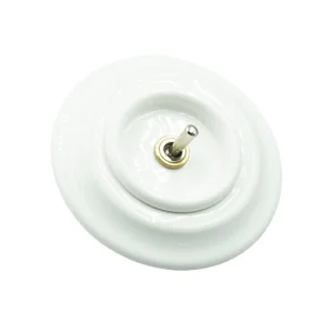 EU Standard Porcelain Toggle Switch Retro Ceramic Wall Light Control with Metal Knob