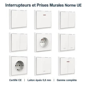 EU Standard Single Pole Wall Switches and Sockets 10A/16A 250V CE Certified 0.6mm Brass PC