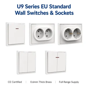 EU Standard Single Pole Wall Switches and Sockets Set 10A 250V CE Certified Brass Electrical Fittings 2 Year Warranty Bulk Pack