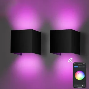 EU Standard Smart WiFi LED Wall Lamp RGBW IP65 Outdoor Waterproof Dimmable Sconce