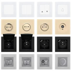EU Standard Wall Switches and Sockets Tempered Glass Panel with USB/Type-C European Power Switch and Outlets
