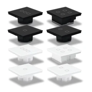 EU UK 220V Crystal Glass Panel 1 2 3 Gang No Neutral LED Induction Touch Wall Switch