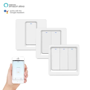 EU UK 3 Gang Manual Smart WiFi Wall Light Switch Key Button or App Control