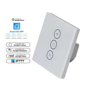 EU/UK Roller Shutter Blind Switch, Touch Panel Remote Control, WiFi Curtain Wall Switch
