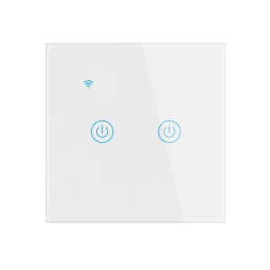 EU/UK WiFi 2-Gang Smart Wall Switch with Touch Sensor and Glass Panel