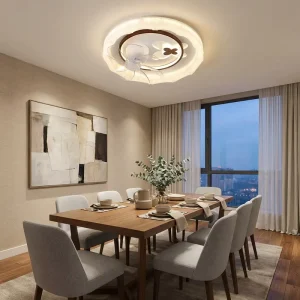 Easy Install Decorative LED Lighting Creative Crystalline Ice Texture Ceiling Fan Lamp Surface Mount For New House Renovation
