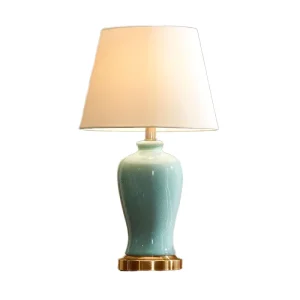Eco Friendly Ceramic Fabric Shade Simple LED Desk Lamp AC Customizable Elegant Decorative Modern Bedroom Living Room Bedside