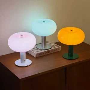 Eco Friendly Simple Modern Glass Mushroom LED Charging Night Light with Ambient Lighting