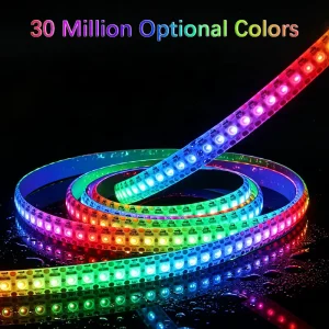 Eco WS2812B RGBIC Pixel LED Strip Individually Addressable LEDs USB & IP66 Rated PCB for Gaming Desk Decoration