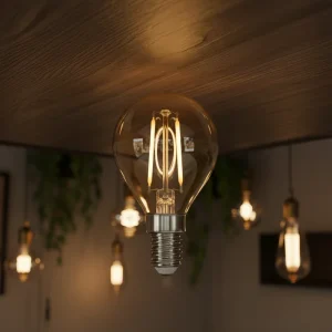 Edison Style LED Filament Bulb G45 P45 E14 Base Aluminum+Gold Glass Lens 2700K Soft Warm White Dimmable AC CRI80 500 Lumens CE