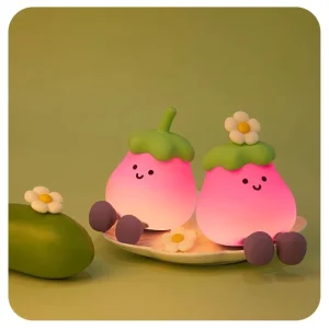 Eggplant Night Light Children’s Eye Protecting Sleep Silicone Lamp USB Charging Automatic Timing Clap AAA Battery Perfect Gift