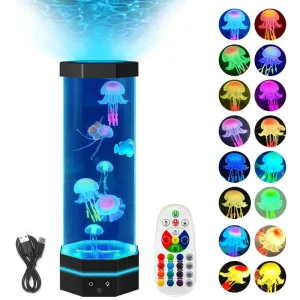 Electric Fantasy Jellyfish Lava Lamp Color Changing Effects Night Mood Light Bubble Jelly Fish Tank Aquarium Lamp