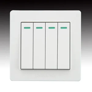 Electrical Lamp Control 16A Stainless Steel 4 Gang 2 Way White Wall Switch 250V AC Q6-09