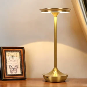 Electroplated Rechargeable Touch LED Table Lamp Dimmable Decor Desk Light for Hotel Bar Coffee Shop Dining Room