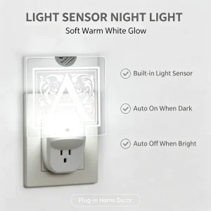 Elegant Clear Acrylic Monogram a LED Night Light Dusk to Dawn Sensor Plug in Decorative Lighting Home Decor Soft Glow Hope Lamp
