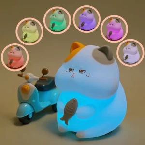 Emotional Expression Cat Lamp Colorful Colorful Birthday Christmas Gift Kids Fun Greedy Cat Night Light