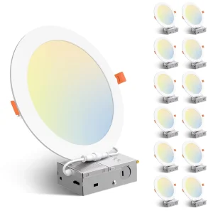 Energy Star ETL 6-Inch 12W LED Panel Light 5CCT No-Flicker Dimmable Recessed Round Ceiling Light