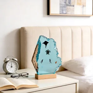 Epoxy Resin Table Lamp Handmade USB Dimmable LED Ambient Light Modern Home Bedroom Decor Craft Night Lamp