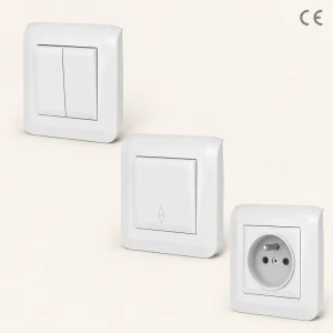 Europe Standard Single Pole 2 Gang 10A/16A PC Material Wall Switch and Socket