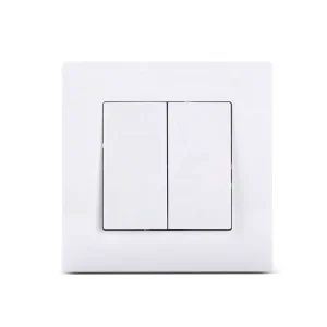European 2 Gang 1 Way EU Standard Light Wall Electric Switch with Flame Retardant Switch Panel