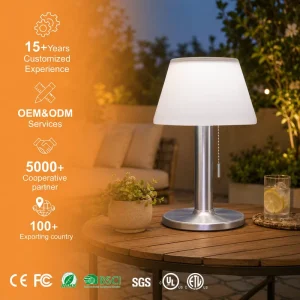 European American Household Stainless Steel Pull Cord Solar Desk Lamp Three Level Long Bright White Light Warm Table Lamps