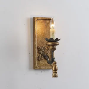 European Baroque Gold Hand Carved Wood Wall Lamp Vintage Candle Sconce Hotel Project Villa Bedroom Living Decor