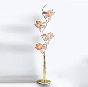 European Design Factory Creative Glass Lotus Floor Lamp Glass Flower Living Room Bedroom Study Standing Lighting