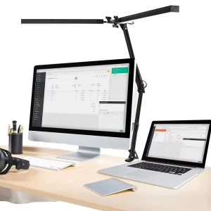 European Double Headed Clip LED Desk Lamp with Warm White Shade Night Light Dimmable CRI 80 for Student Study and Eye Protection